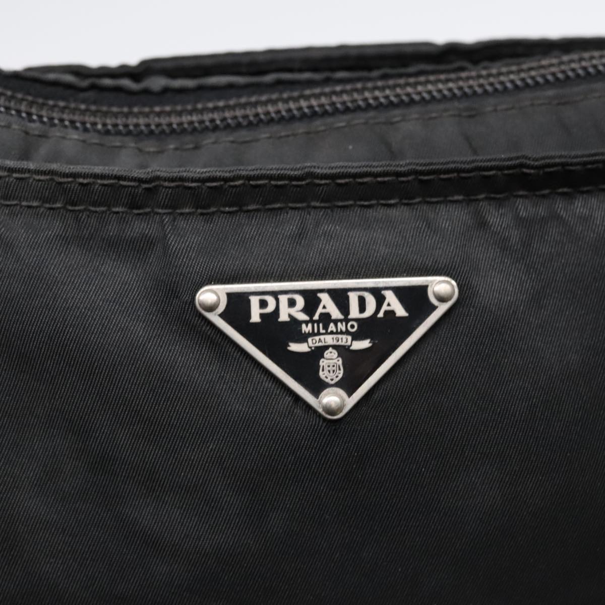 PRADA Shoulder Bag Nylon Black Silver Auth yk15174