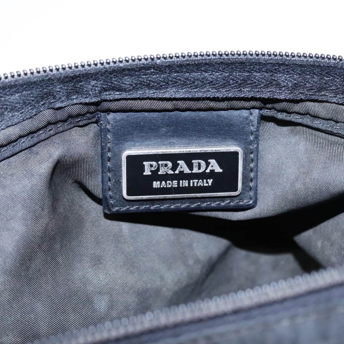 PRADA Shoulder Bag Nylon Black Silver Auth yk15174