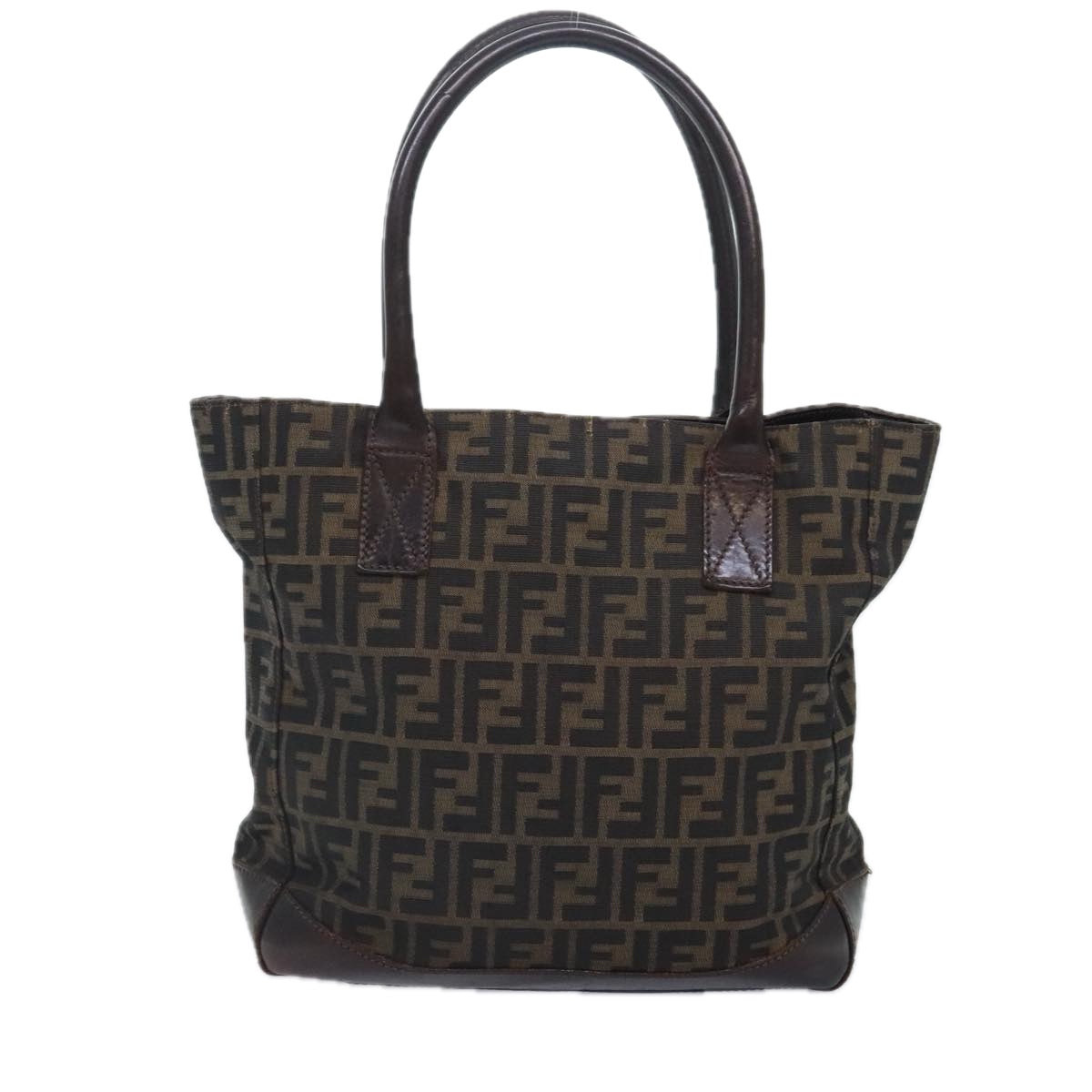 FENDI Zucca Canvas Tote Bag Brown Black gold Auth yk15177 - 0