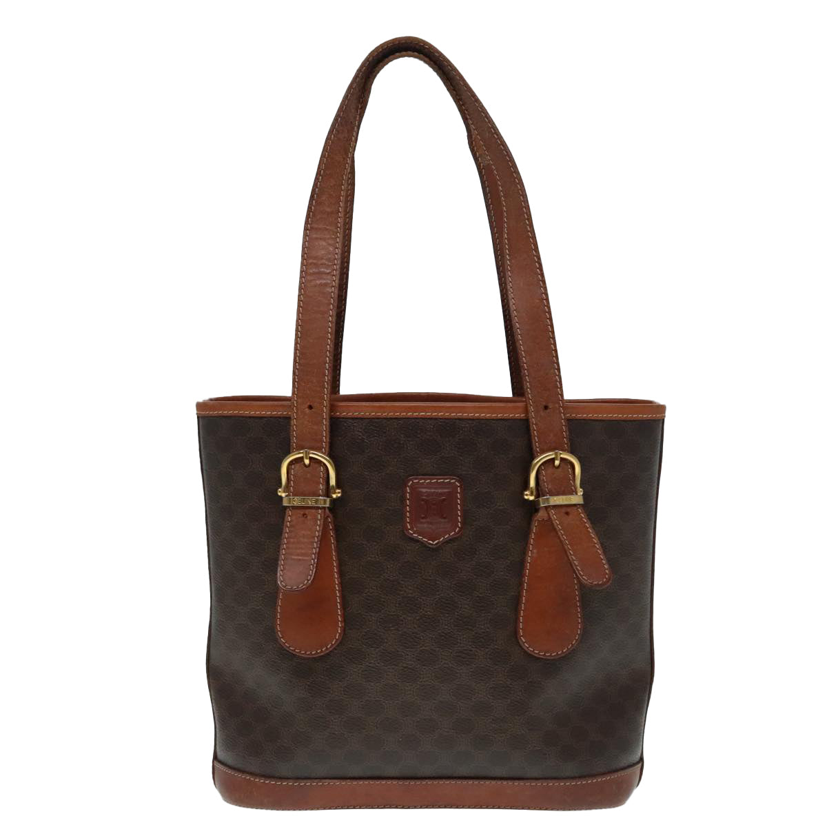 CELINE Macadam Canvas Tote Bag PVC Leather Brown Auth yk15181 - 0