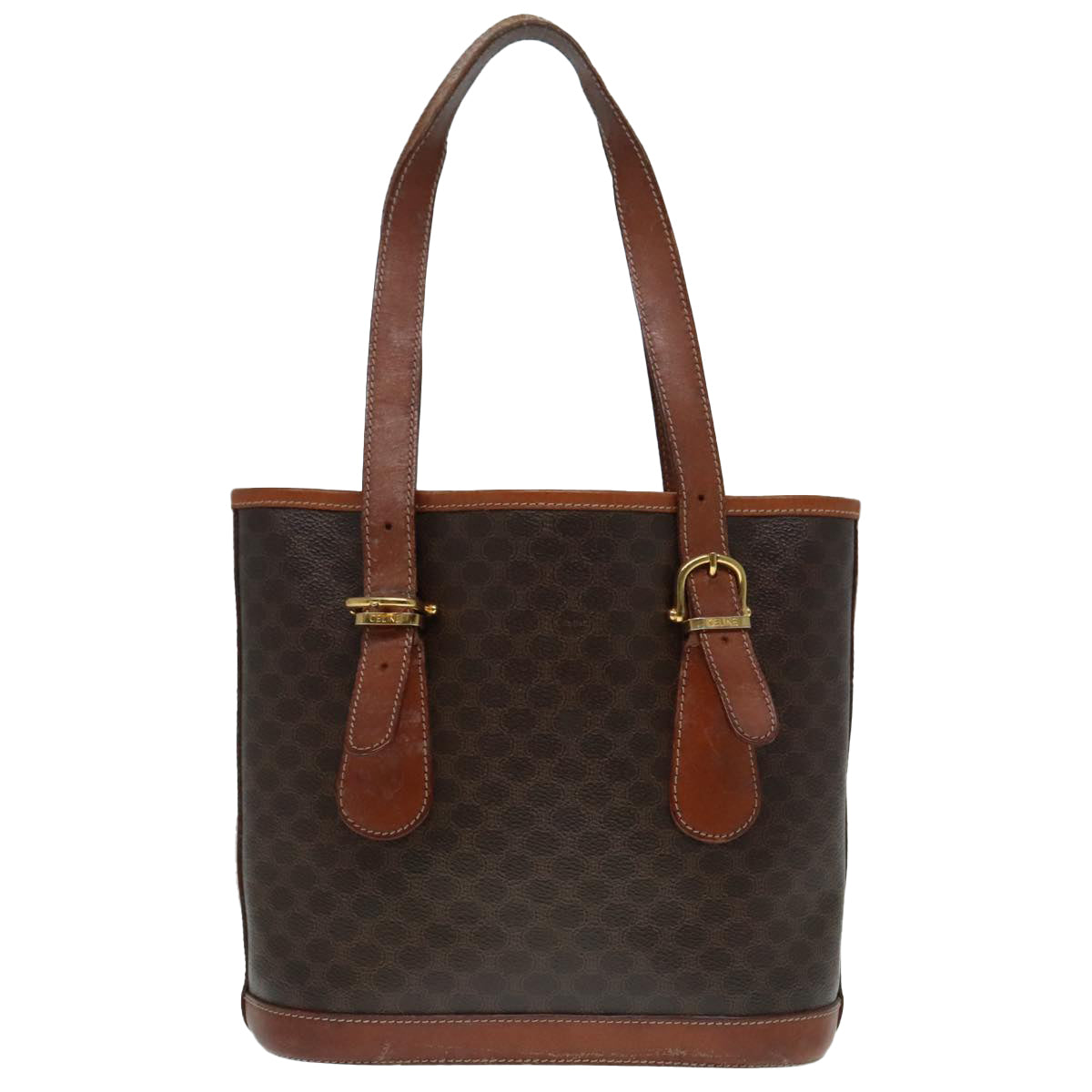 CELINE Macadam Canvas Tote Bag PVC Leather Brown Auth yk15181