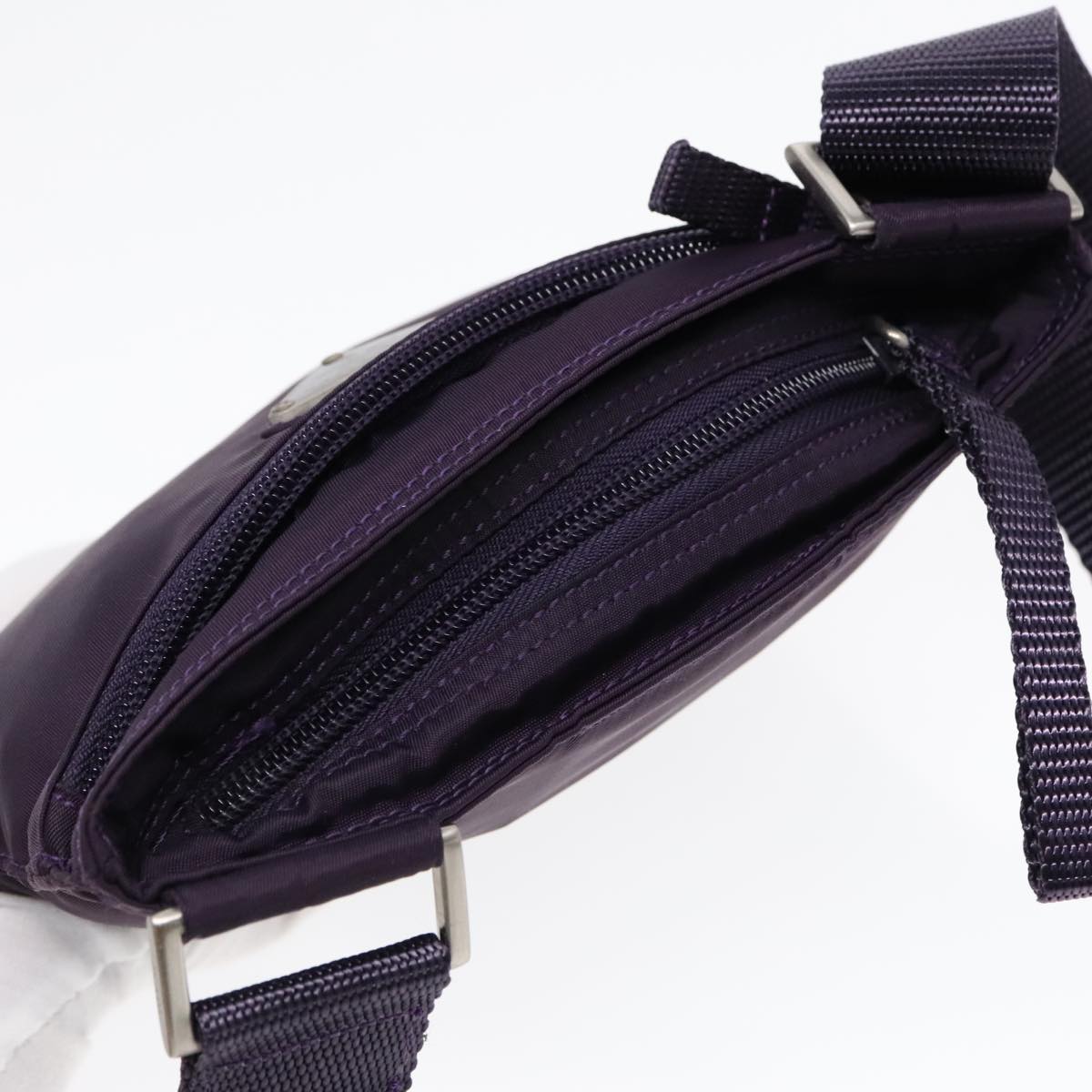 PRADA Shoulder Bag Nylon Purple Silver Auth yk15187