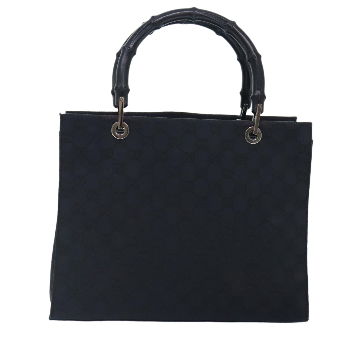 GUCCI GG Canvas Bamboo Hand Bag Black Silver 002 1016 Auth yk15210 - 0