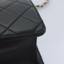 CHANEL Matelasse  COCO Mark Chain Bag Lamb Skin Black Gold CC Auth yk15214AV-18