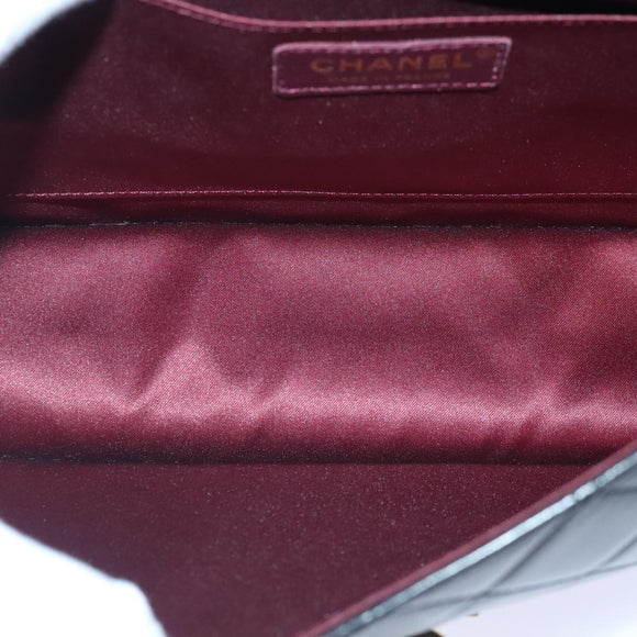 CHANEL Matelasse  COCO Mark Chain Bag Lamb Skin Black Gold CC Auth yk15214AV