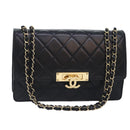 CHANEL Matelasse  COCO Mark Chain Bag Lamb Skin Black Gold CC Auth yk15214AV-1