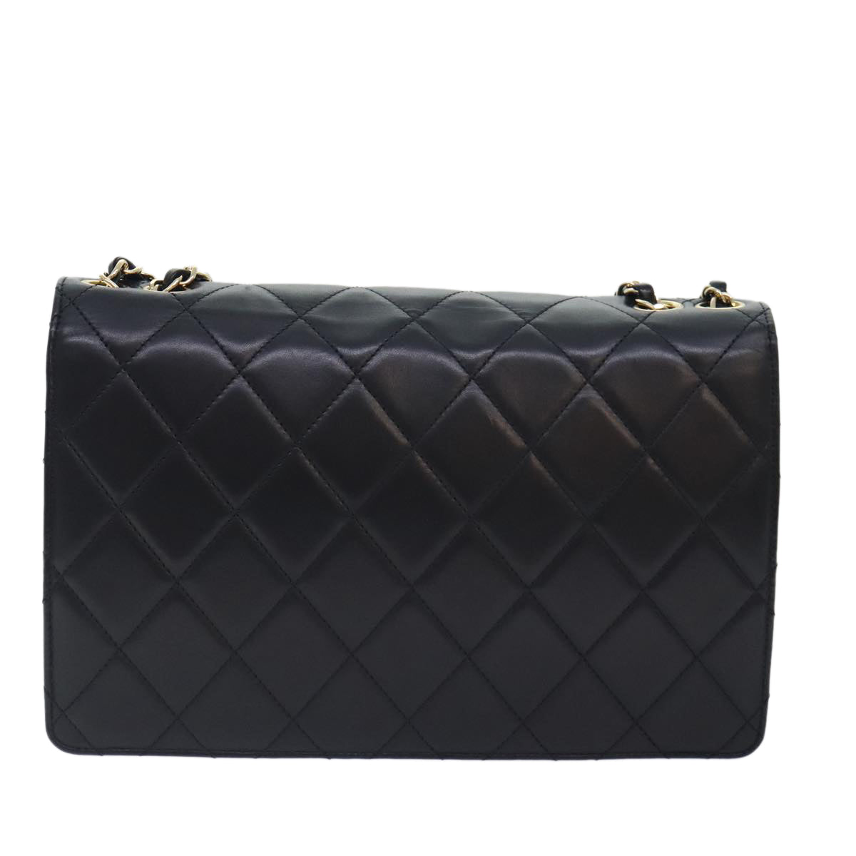 CHANEL Matelasse  COCO Mark Chain Bag Lamb Skin Black Gold CC Auth yk15214A - 0