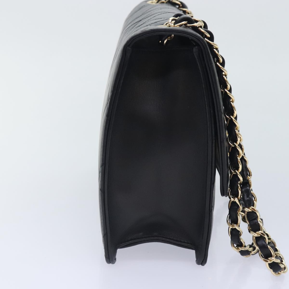 CHANEL Matelasse  COCO Mark Chain Bag Lamb Skin Black Gold CC Auth yk15214A