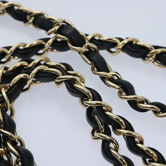 CHANEL Matelasse  COCO Mark Chain Bag Lamb Skin Black Gold CC Auth yk15214AV
