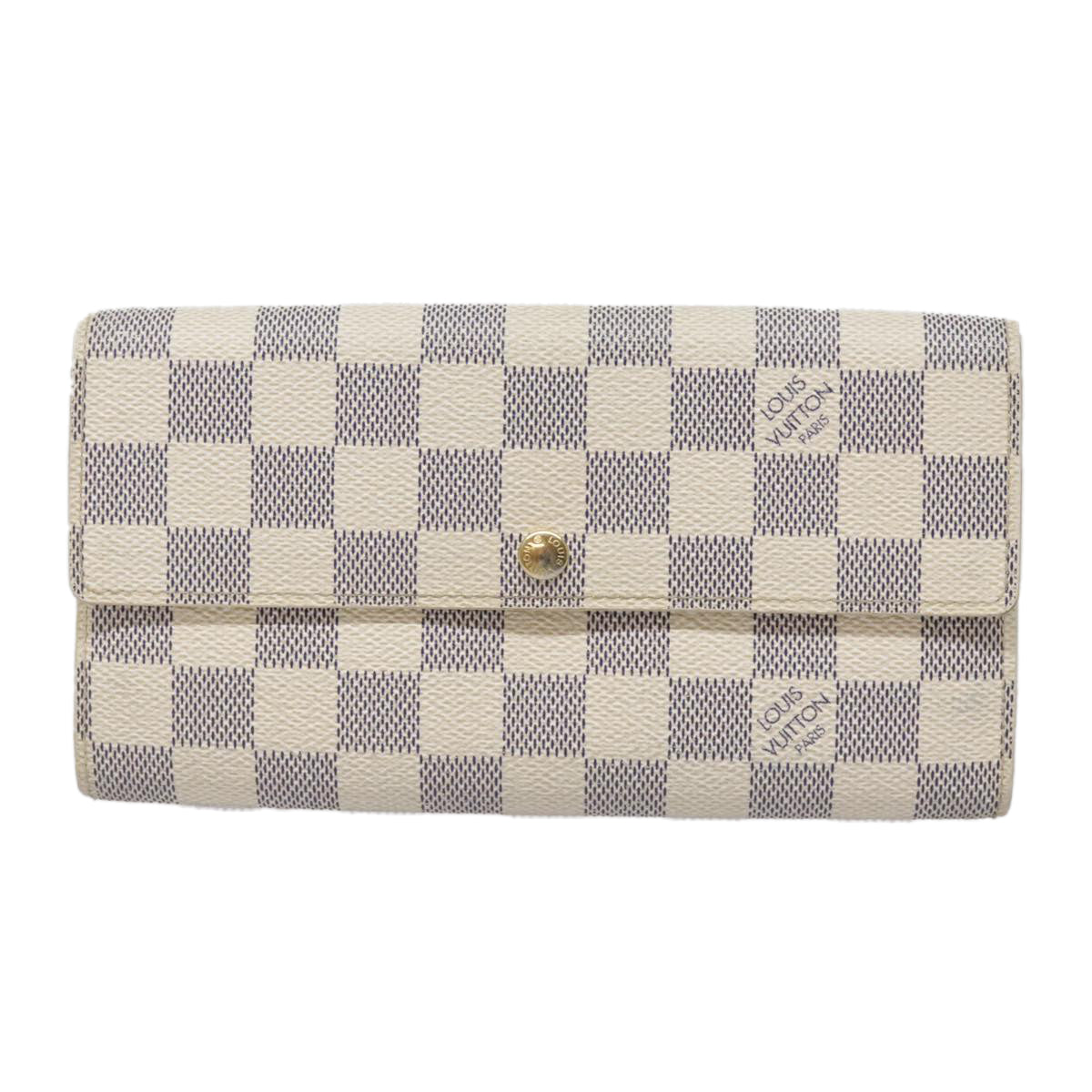 LOUIS VUITTON Damier Azur Portefeuille Sarah Long Wallet N63208 LV Auth yk15221