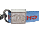 CHANEL Neck Strap Nylon Blue Silver CC Auth yk15223-3