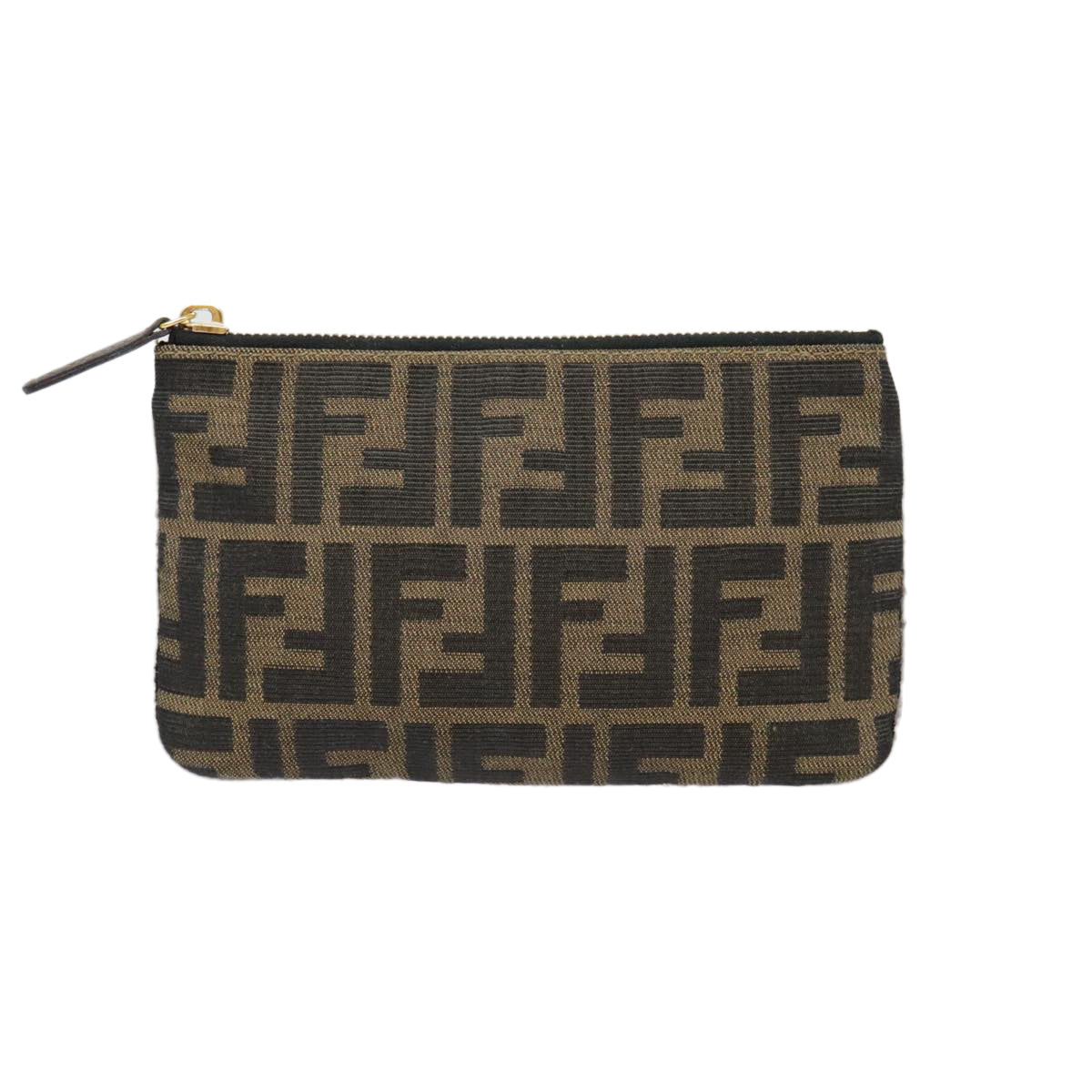 FENDI Zucca Canvas Pouch Black Gold Brown Auth yk15224 - 0