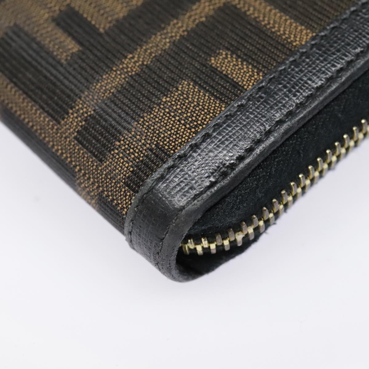 FENDI Zucca Canvas Wallet Black Brown gold Auth yk15225