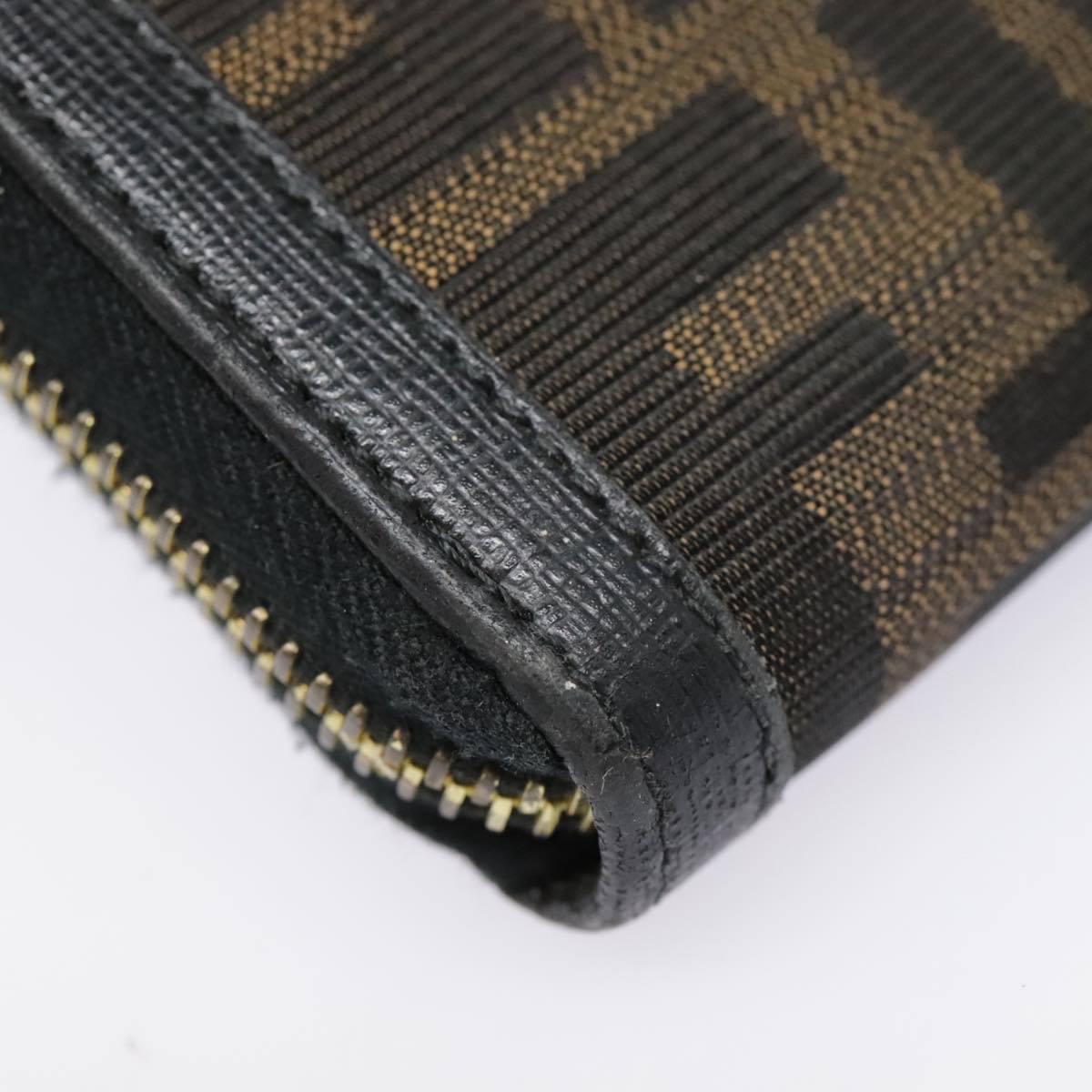 FENDI Zucca Canvas Wallet Black Brown gold Auth yk15225