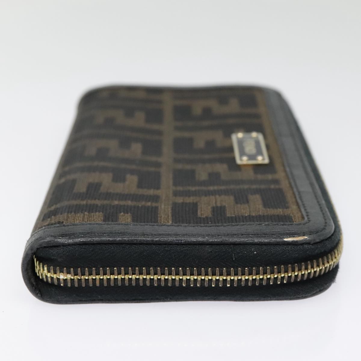 FENDI Zucca Canvas Wallet Black Brown gold Auth yk15225