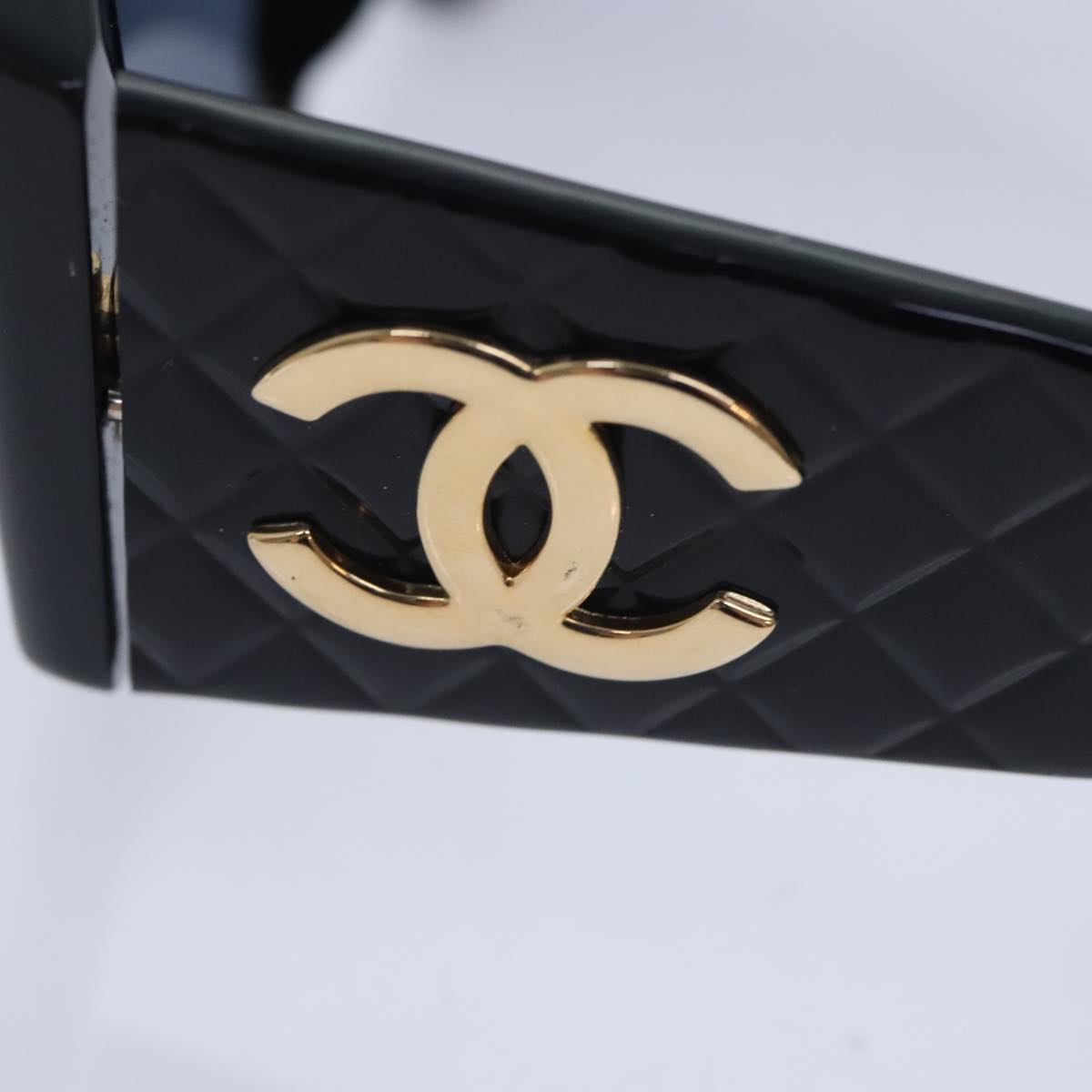 CHANEL COCO Mark Sunglasses plastic Black CC Auth yk15227