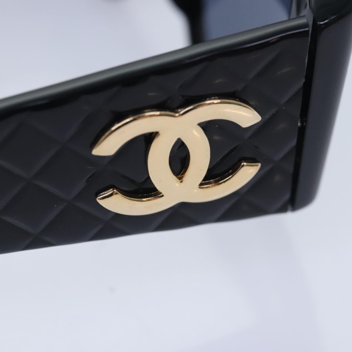 CHANEL COCO Mark Sunglasses plastic Black CC Auth yk15227