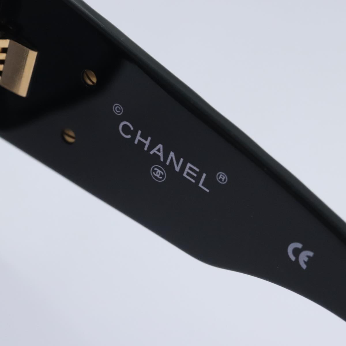 CHANEL COCO Mark Sunglasses plastic Black CC Auth yk15227