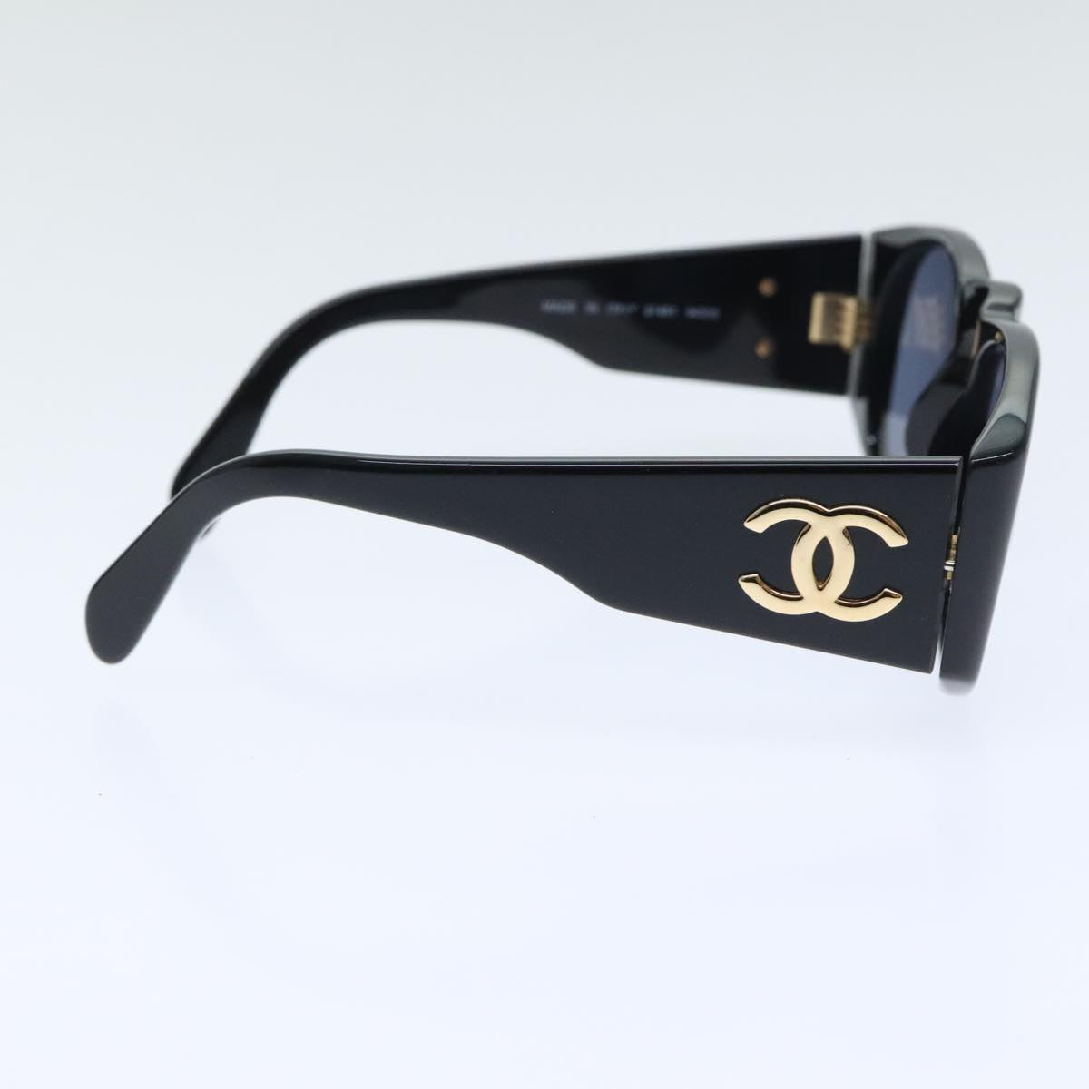 CHANEL COCO Mark Sunglasses plastic Black CC Auth yk15228