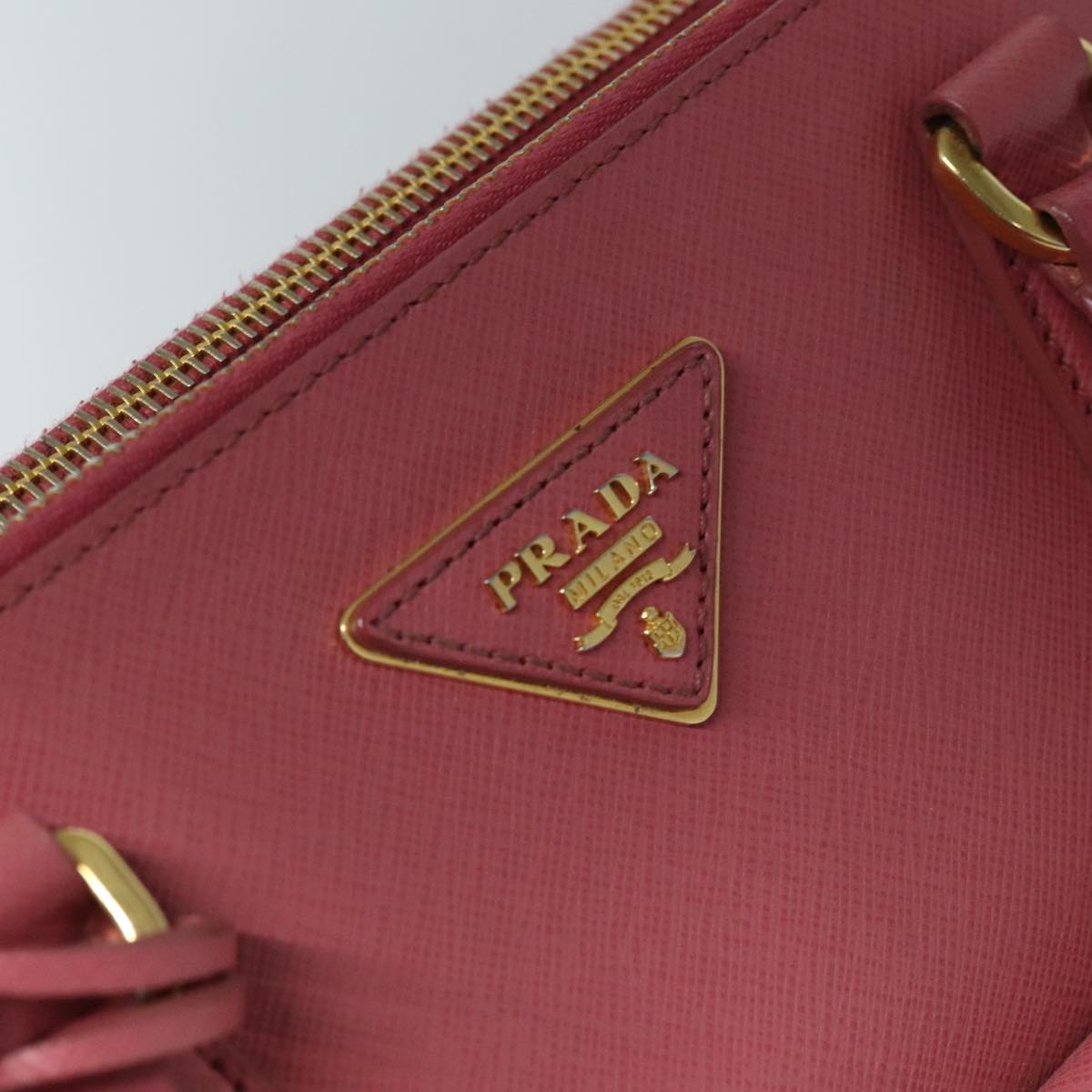 PRADA Hand Bag Safiano leather Pink Gold Auth yk15229