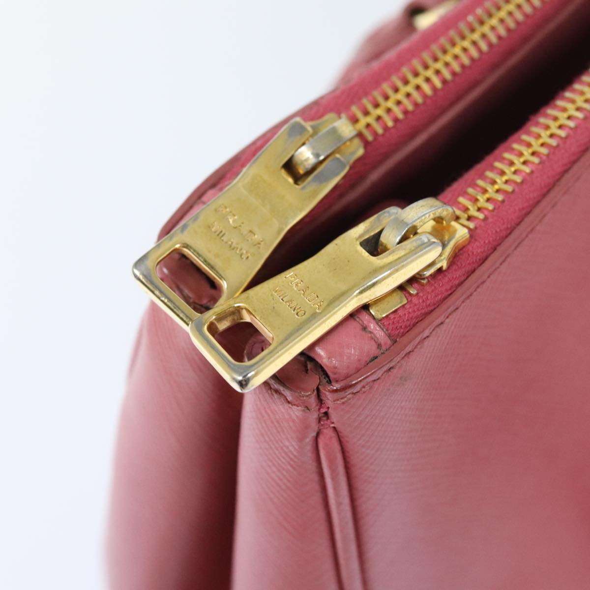 PRADA Hand Bag Safiano leather Pink Gold Auth yk15229