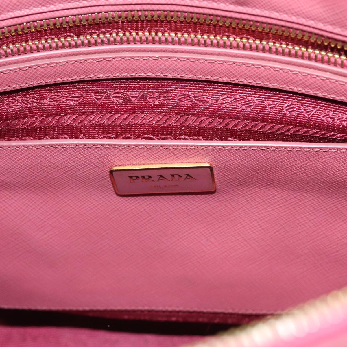 PRADA Hand Bag Safiano leather Pink Gold Auth yk15229