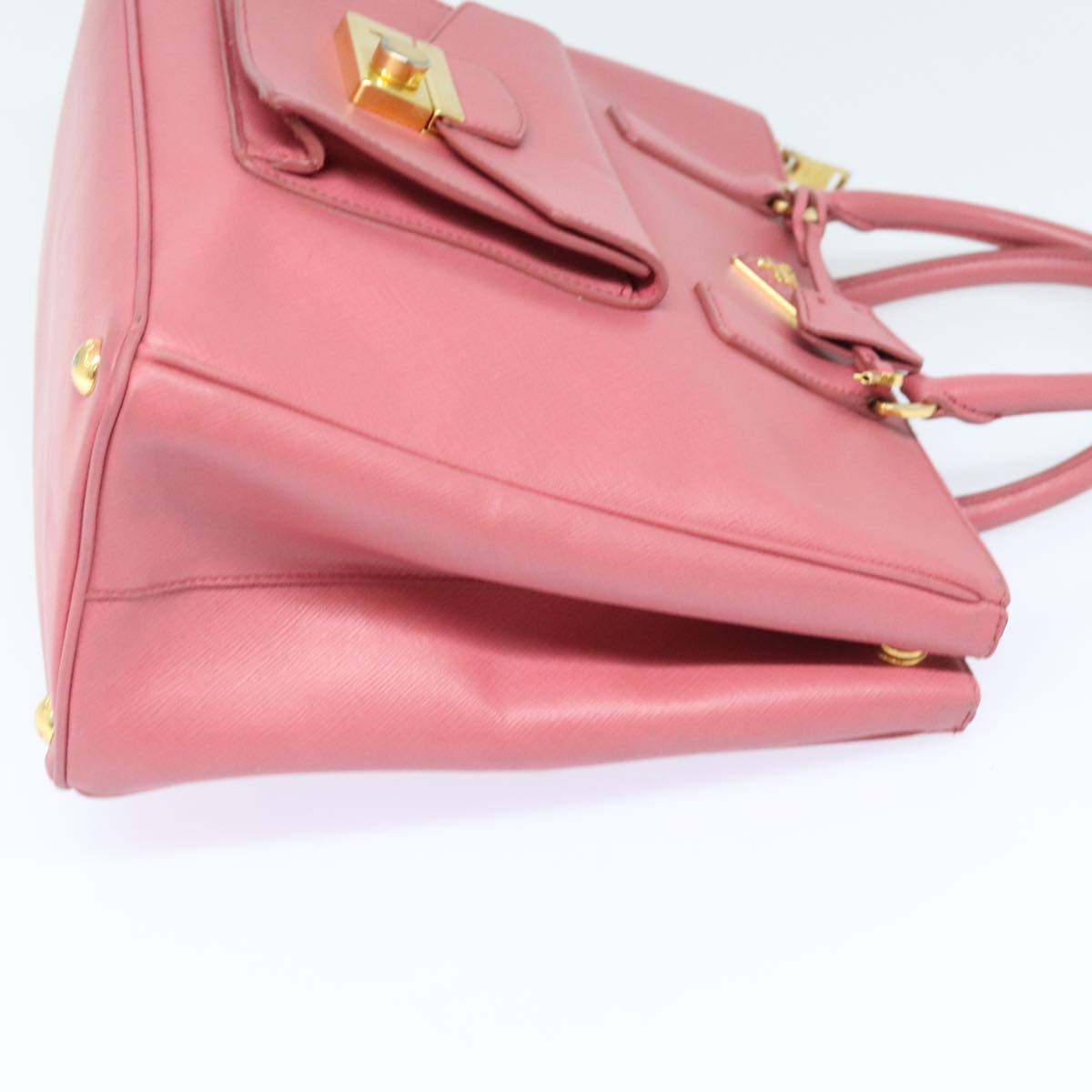 PRADA Hand Bag Safiano leather Pink Gold Auth yk15229