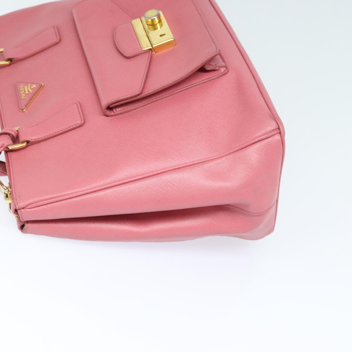 PRADA Hand Bag Safiano leather Pink Gold Auth yk15229