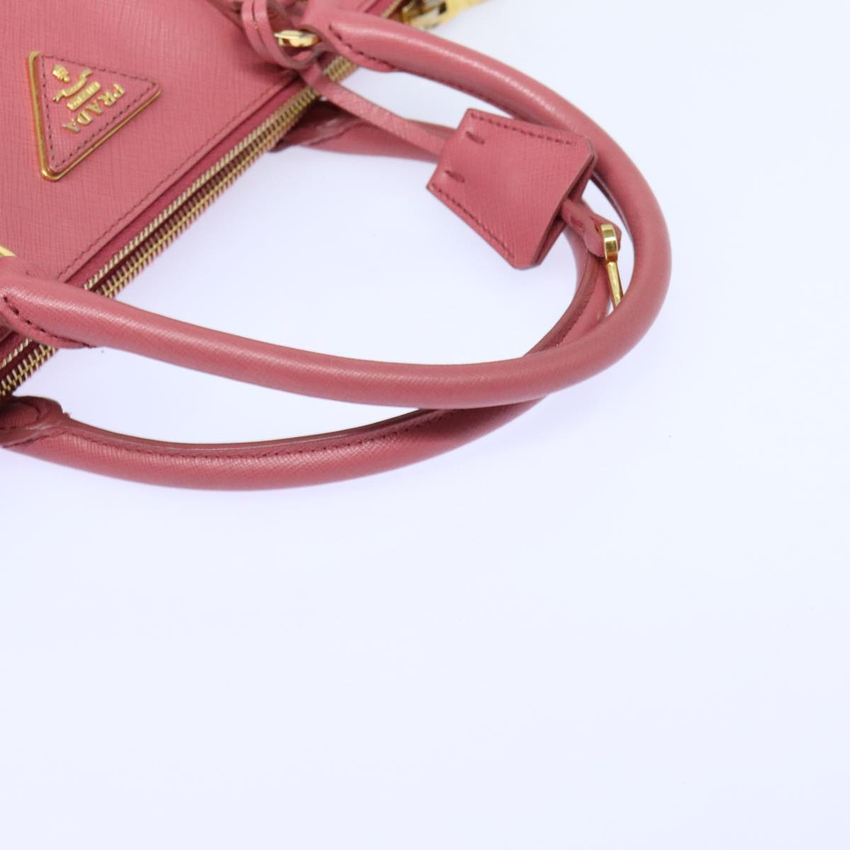 PRADA Hand Bag Safiano leather Pink Gold Auth yk15229