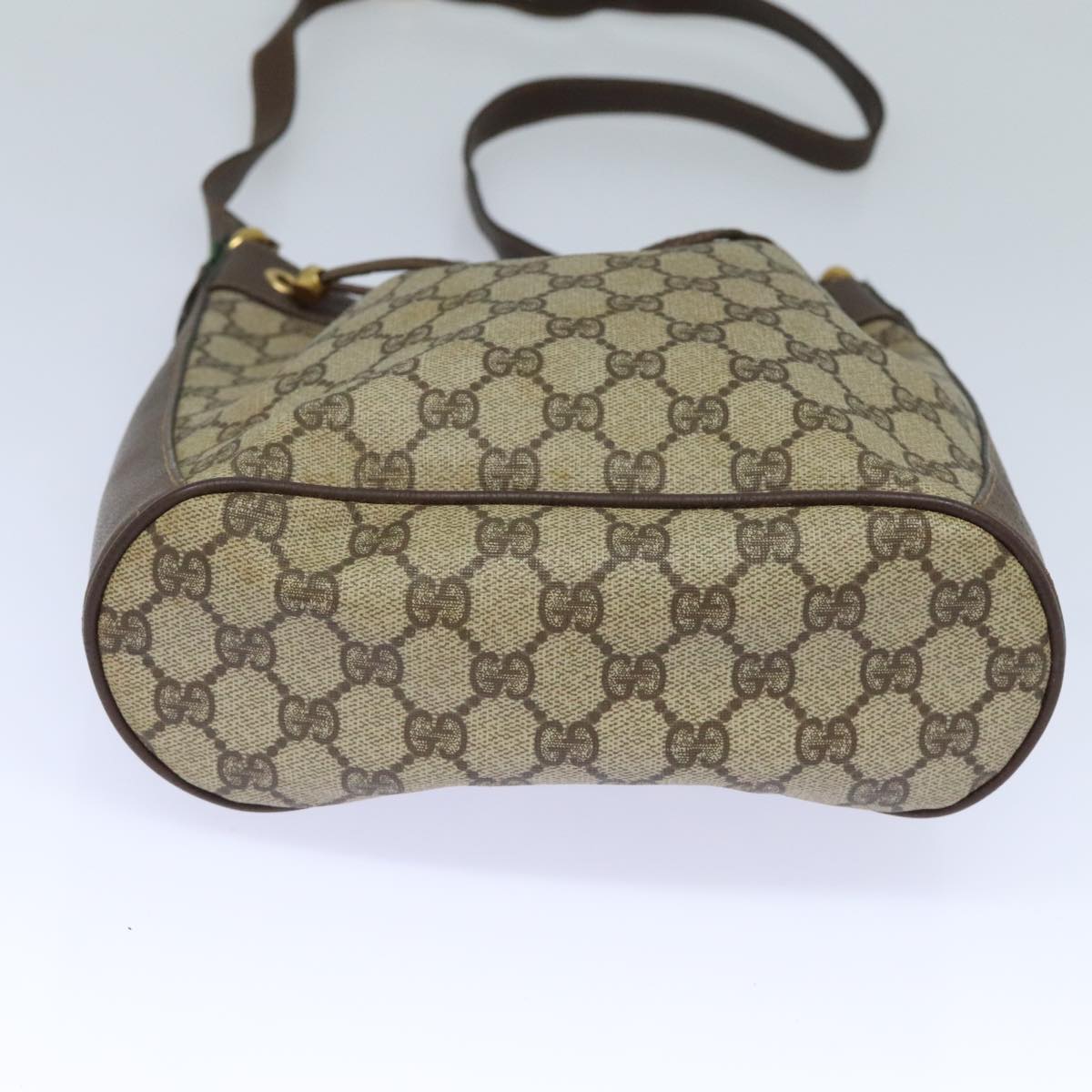 GUCCI GG Supreme Web Sherry Line Shoulder Bag PVC Beige 164 02 034 Auth yk15230