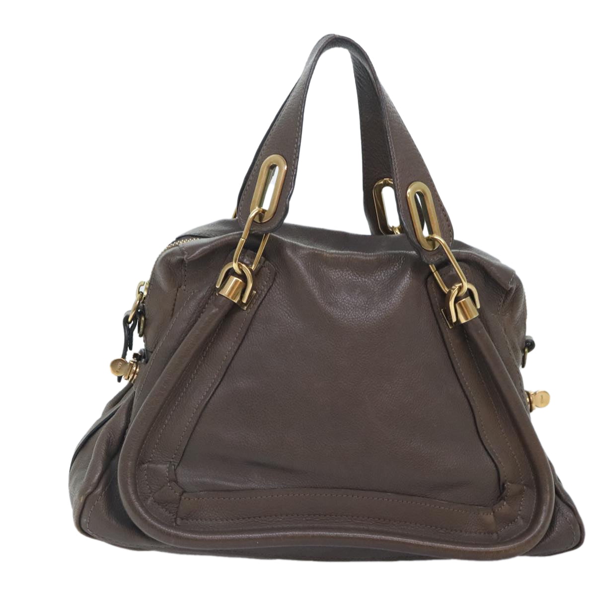 Chloe Paraty Hand Bag Leather 2way Brown Gold Auth yk15233 - 0