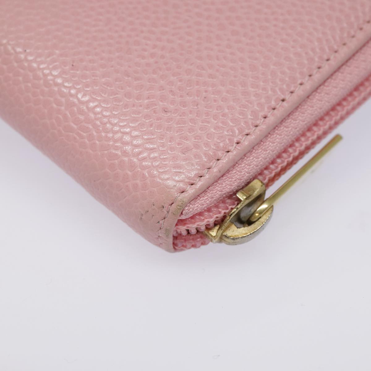 CHANEL COCO Mark Wallet Caviar Skin Pink Gold CC Auth yk15247