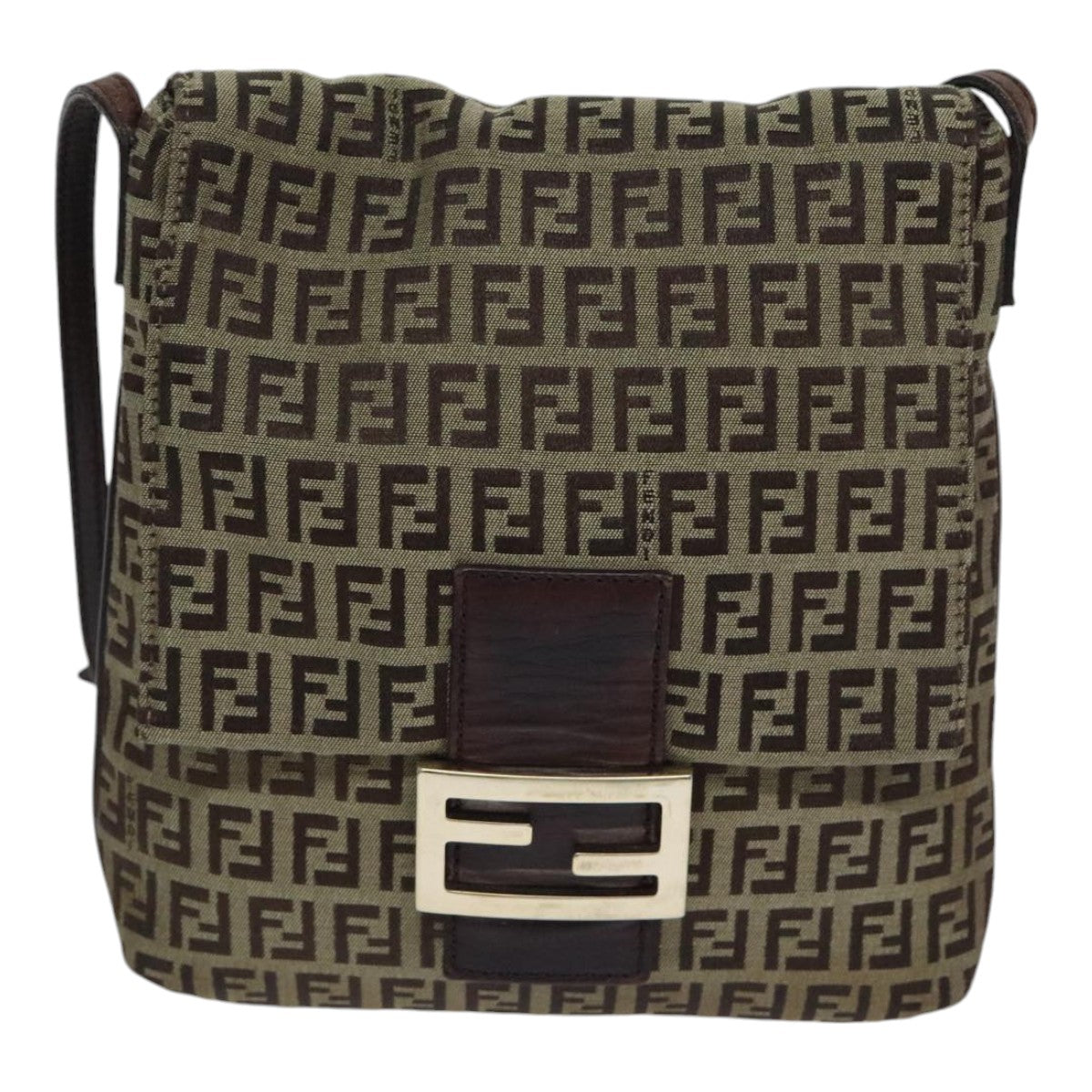 FENDI Zucchino Canvas Shoulder Bag Beige Auth yk15249 - 0