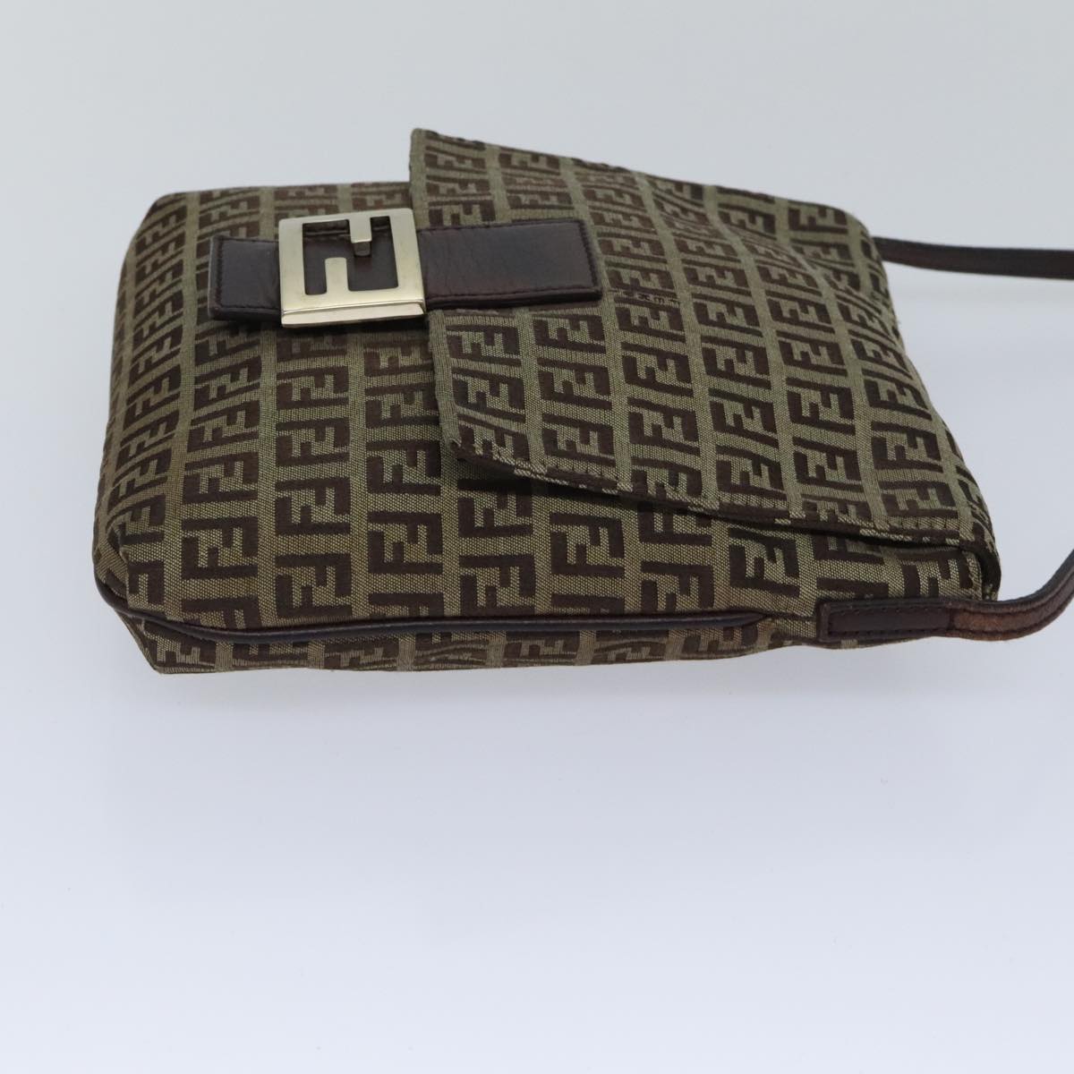 FENDI Zucchino Canvas Shoulder Bag Beige Auth yk15249