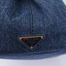 PRADA Canapa MM Hand Bag Denim Blue Gold Auth yk15254V-17