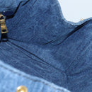 PRADA Canapa MM Hand Bag Denim Blue Gold Auth yk15254V-19