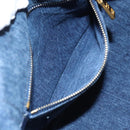 PRADA Canapa MM Hand Bag Denim Blue Gold Auth yk15254V-21