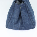 PRADA Canapa MM Hand Bag Denim Blue Gold Auth yk15254V-3