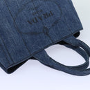 PRADA Canapa MM Hand Bag Denim Blue Gold Auth yk15254V-6