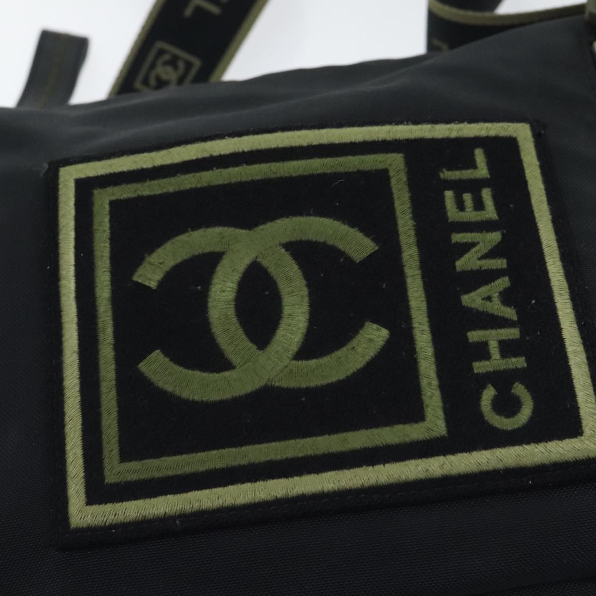 CHANEL Sports COCO Mark Shoulder Bag Nylon Black Silver CC Auth yk15256