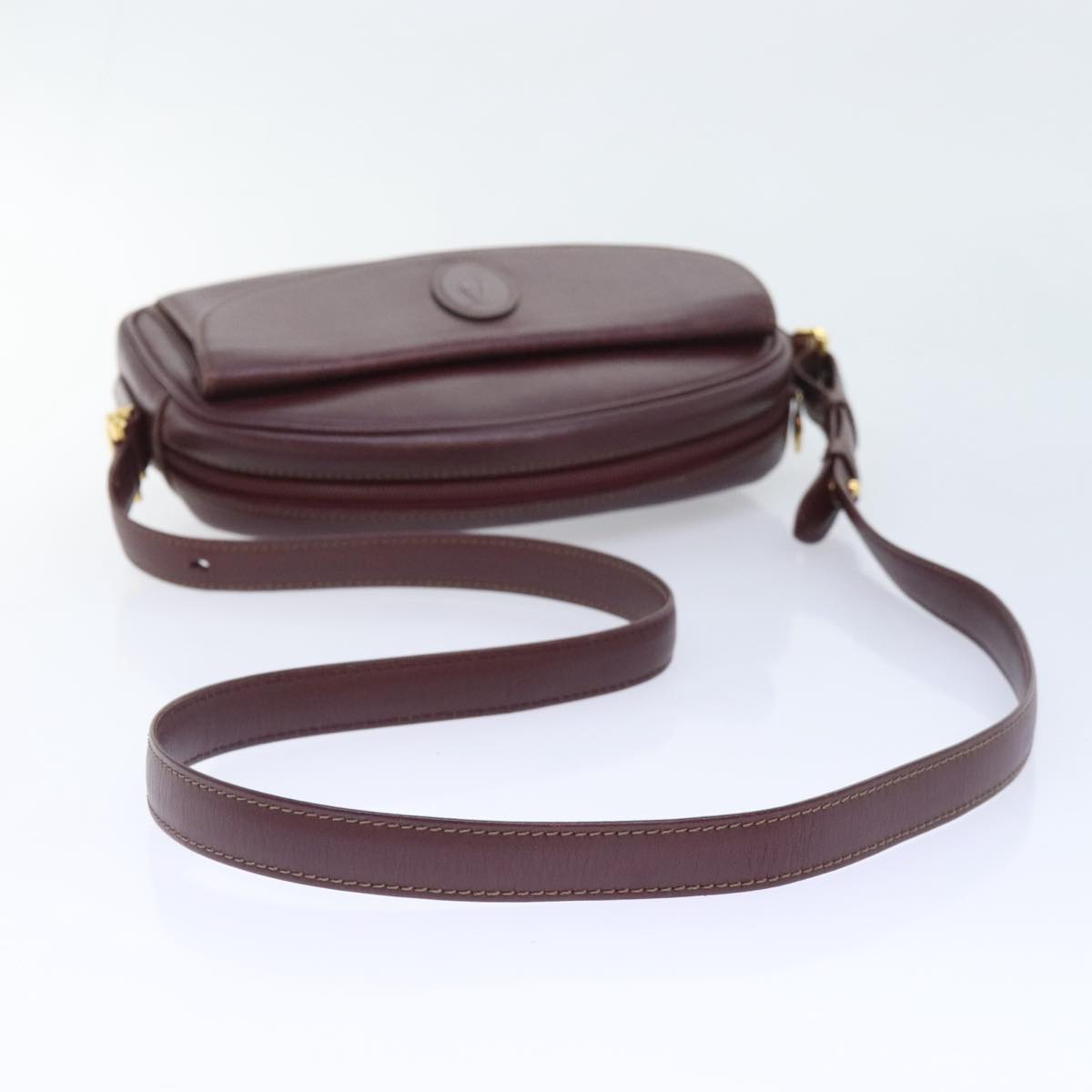 CARTIER Shoulder Bag Leather Bordeaux Auth yk15259