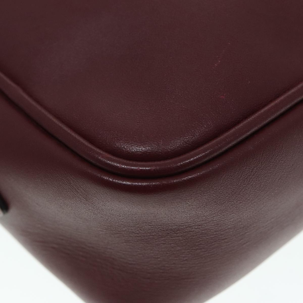 CARTIER Shoulder Bag Leather Bordeaux Auth yk15260