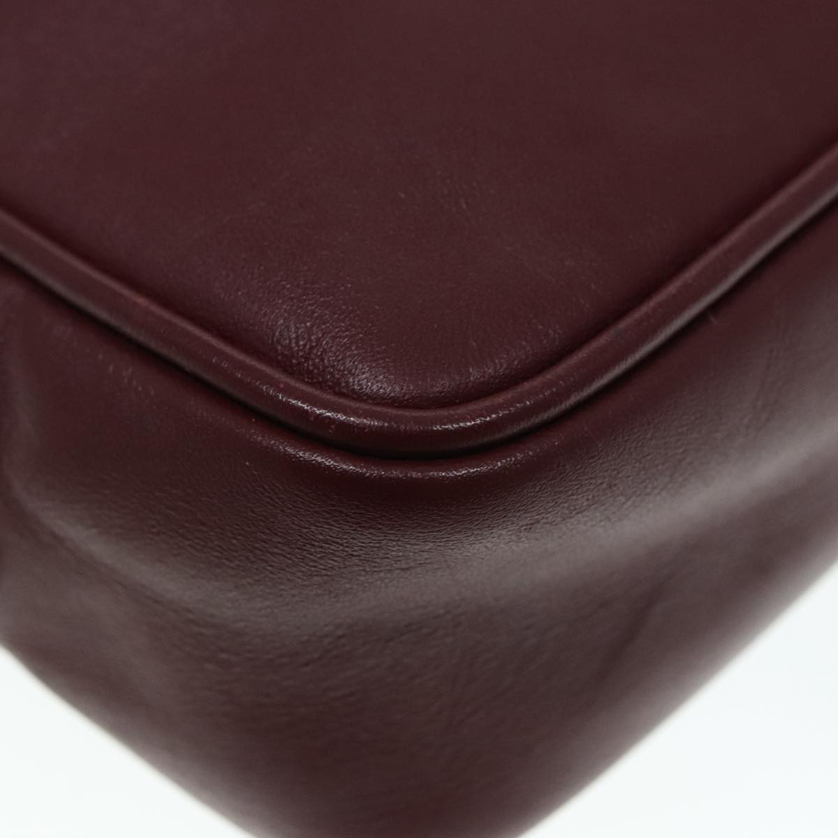 CARTIER Shoulder Bag Leather Bordeaux Auth yk15260