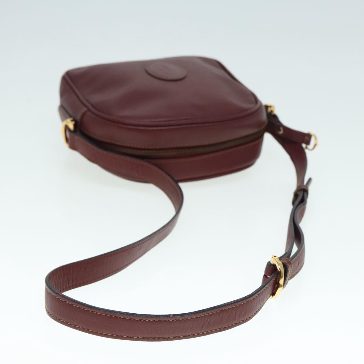 CARTIER Shoulder Bag Leather Bordeaux Auth yk15260