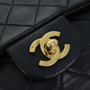 CHANEL Matelasse Turn Lock Chain Shoulder Bag Lamb Skin Black CC Auth yk15263A-13