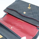 CHANEL Matelasse Turn Lock Chain Shoulder Bag Lamb Skin Black CC Auth yk15263A-14