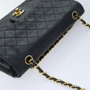 CHANEL Matelasse Turn Lock Chain Shoulder Bag Lamb Skin Black CC Auth yk15263A-5