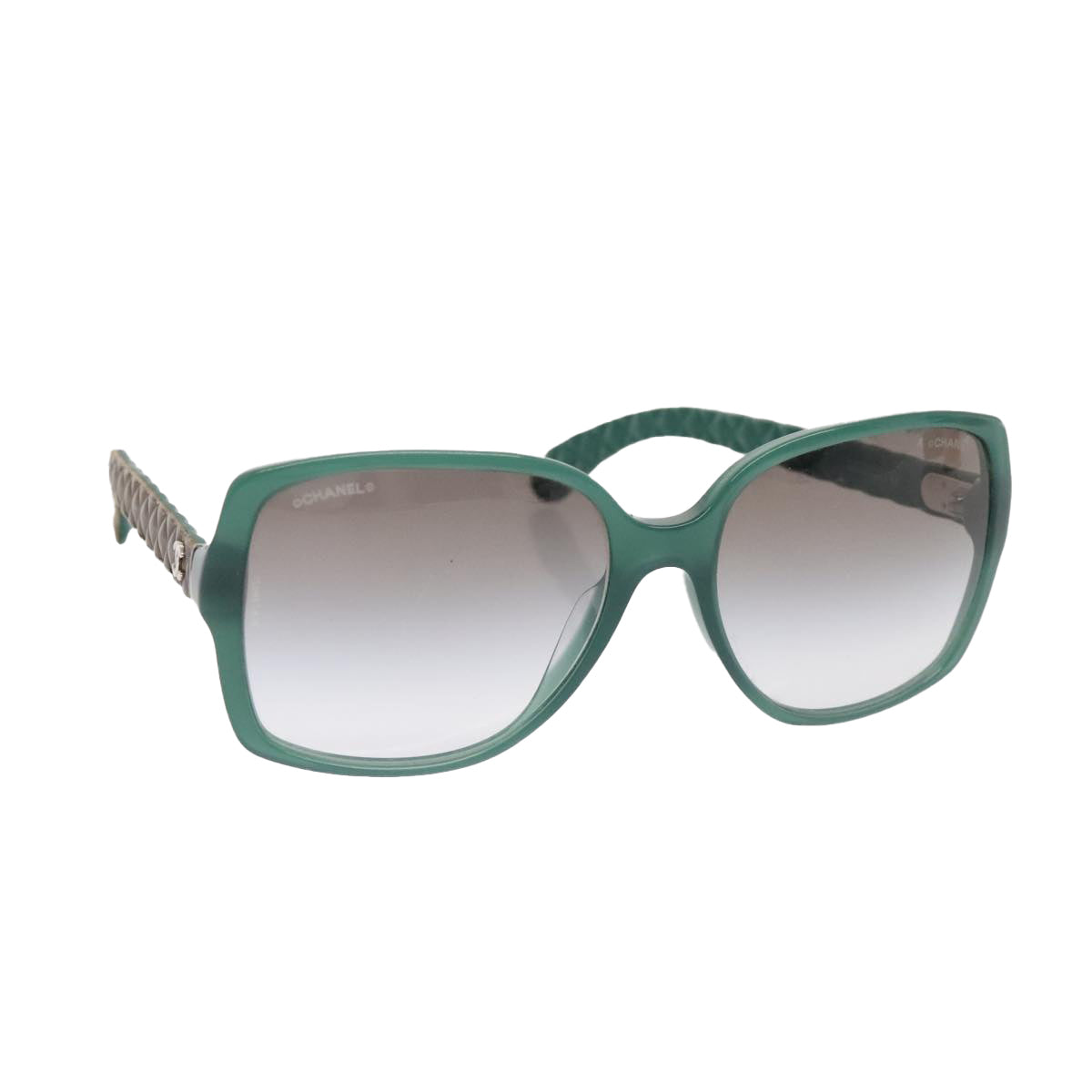 CHANEL Sunglasses plastic Green CC Auth yk15278