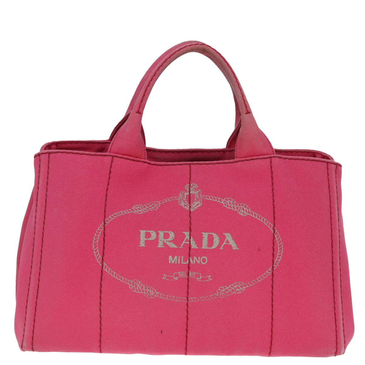 PRADA Canapa MM Hand Bag Canvas Pink Gold Auth yk15280 - 0