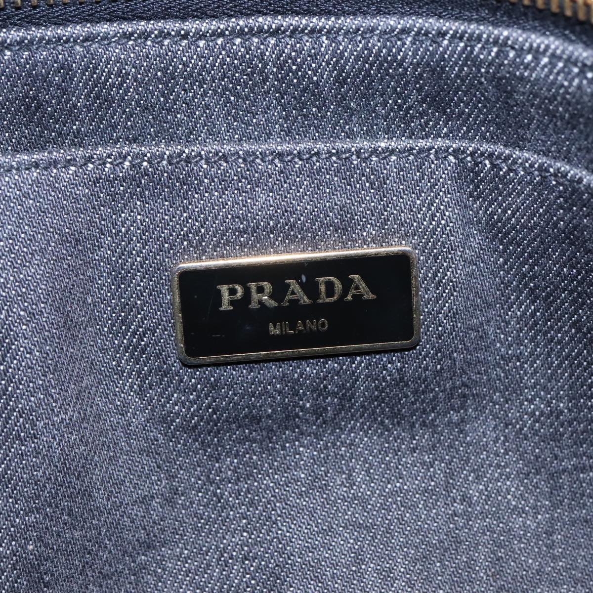 PRADA Canapa MM Hand Bag Canvas Gold Black Auth yk15284